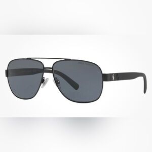 Polo Ralph Lauren Aviator Polarized Sunglasses PH3110 60mm Grey Lens Black Frame